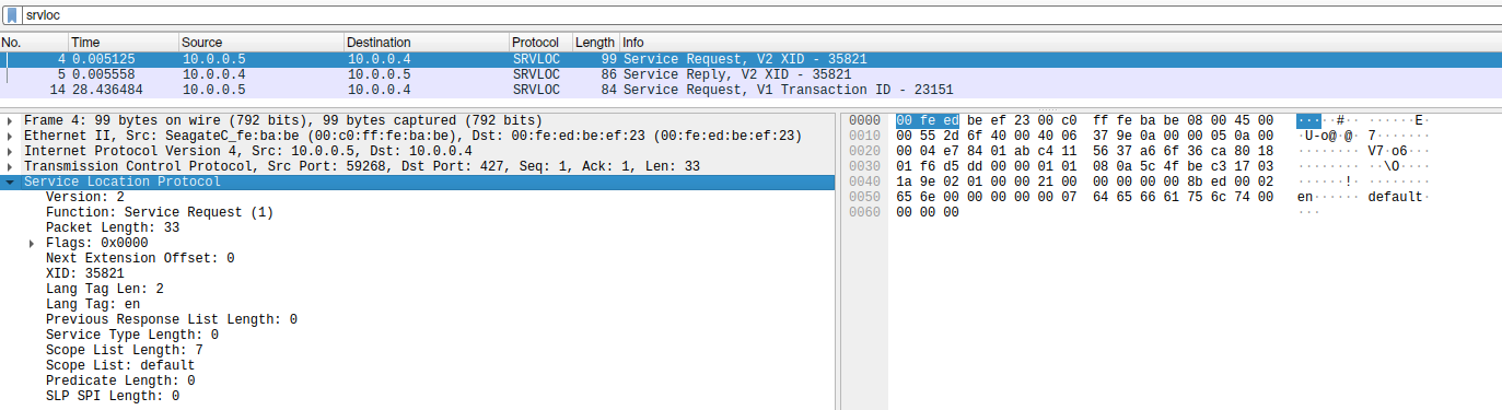 A service request is sent to the victim system, to gather if slp is available